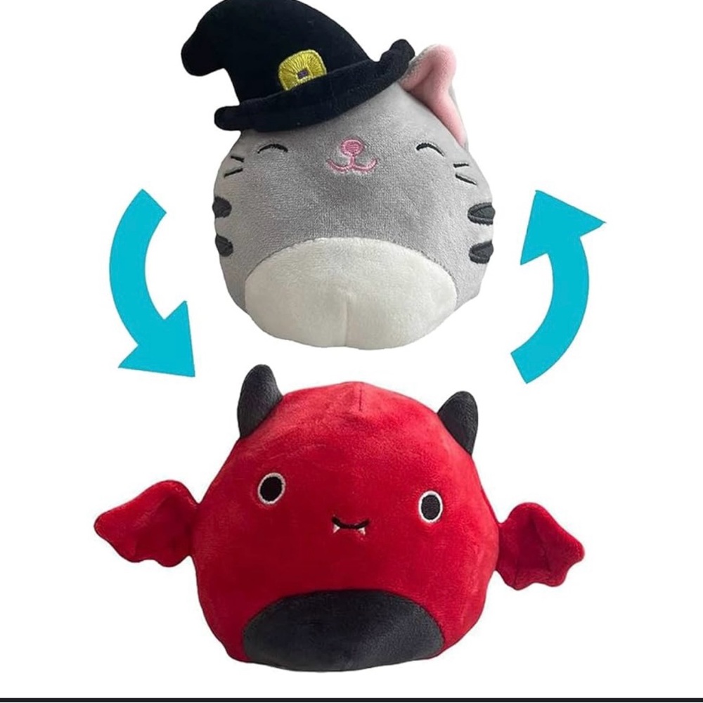 NWOT Squishmallow Reversible Gray Cat and Red Devil Plush